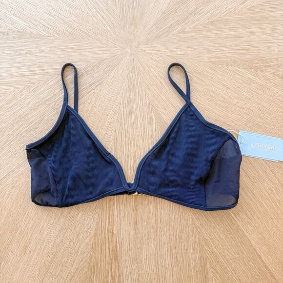L Space Bikini Top Womens XL Black Macey Ribbed Retro Resort Modern Beach NWT - Picture 3 of 6